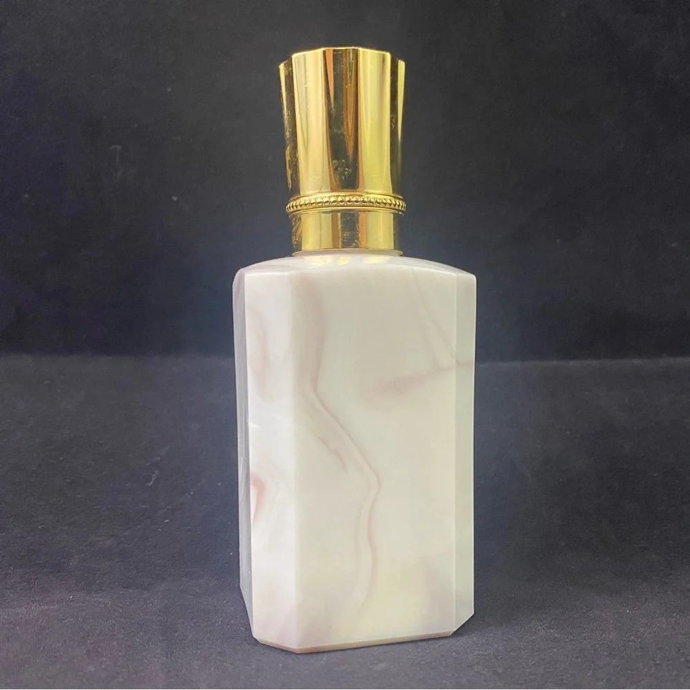 Vintage Empty Perfume Bottle Made In France Quartz or Marble Gold Cap